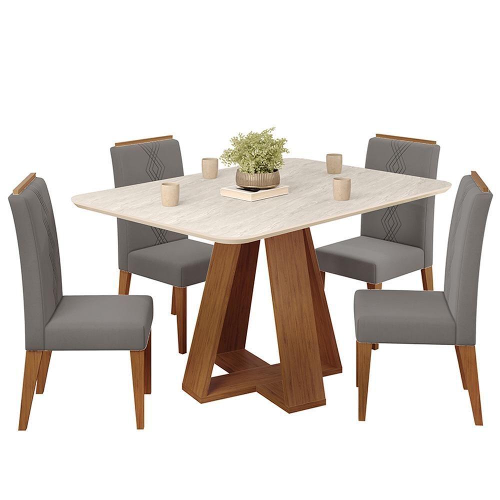 Mesa Jantar Kiara E 4 Cadeiras Yasmin Freijo Veludo Lunar Dj Moveis - 1