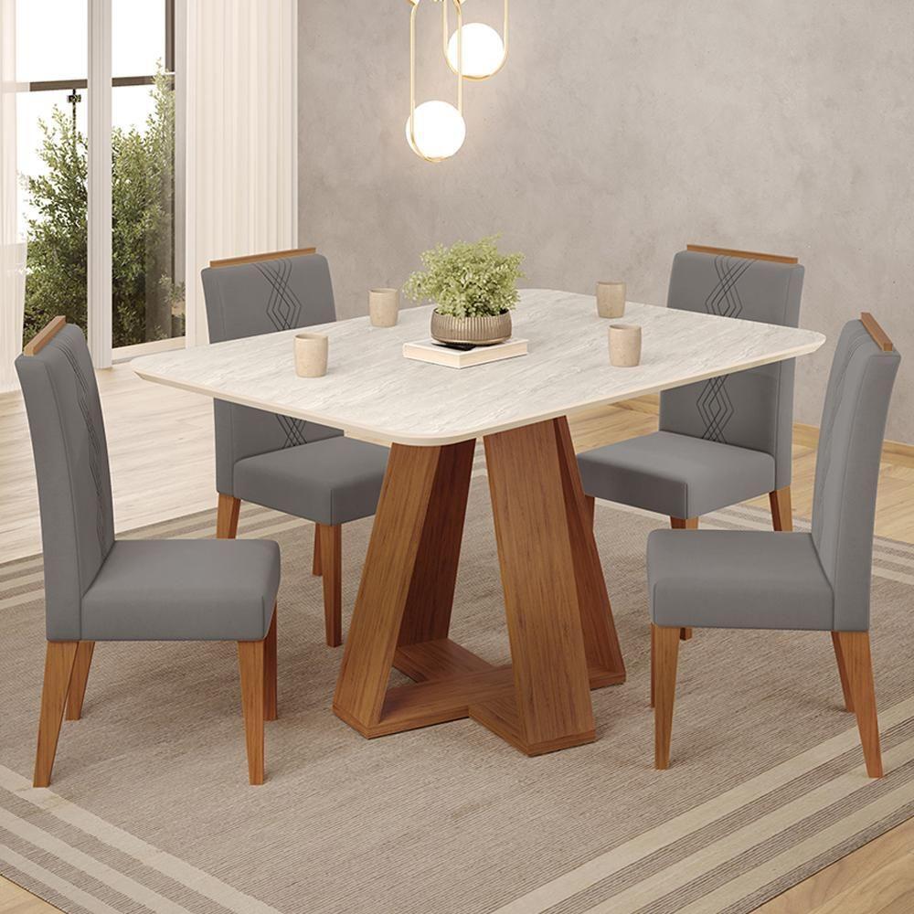 Mesa Jantar Kiara E 4 Cadeiras Yasmin Freijo Veludo Lunar Dj Moveis - 2