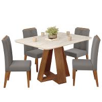 Mesa Jantar Kiara E 4 Cadeiras Yasmin Freijo Veludo Lunar Dj Moveis - 1