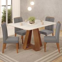 Mesa Jantar Kiara E 4 Cadeiras Yasmin Freijo Veludo Lunar Dj Moveis - 2