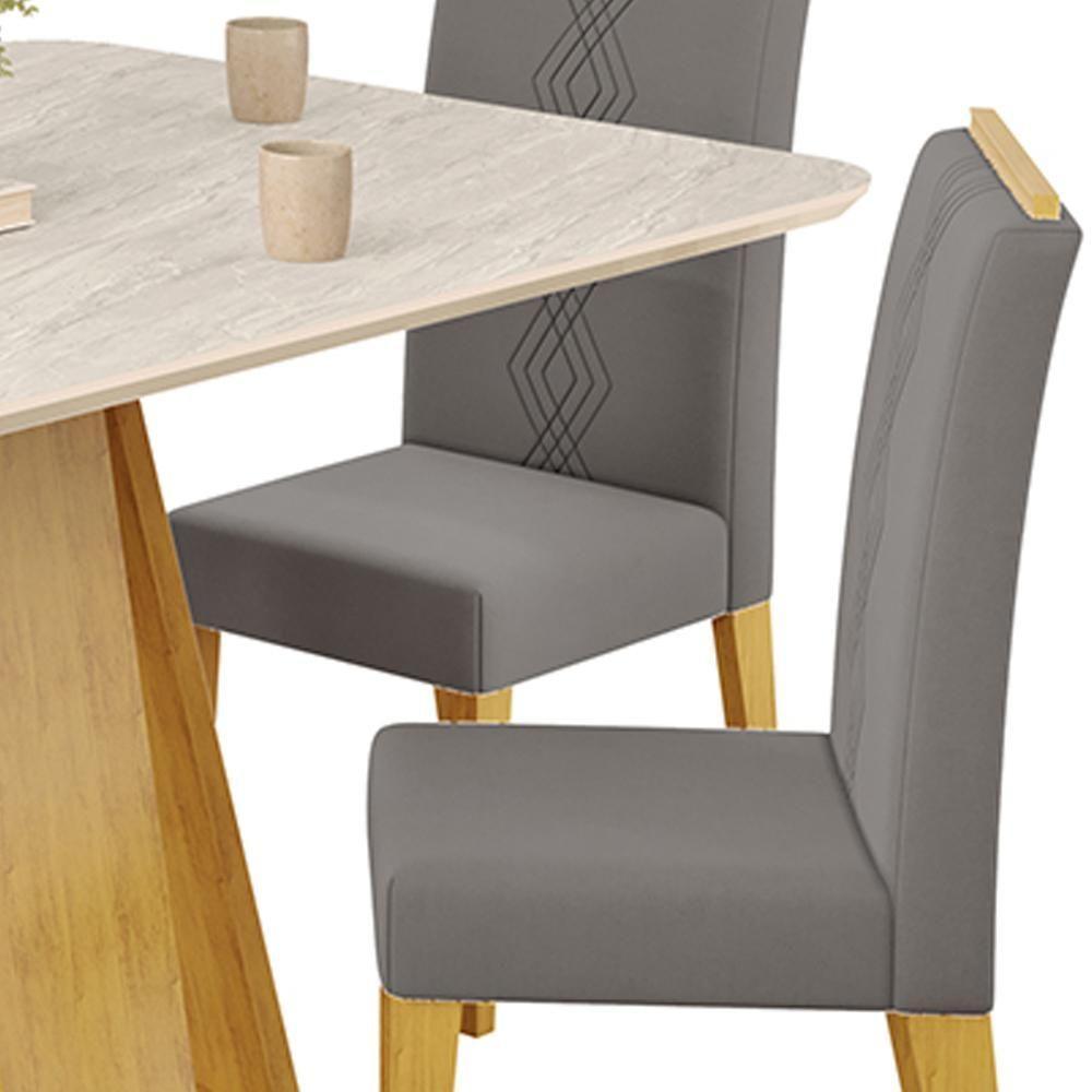 Mesa Jantar Kiara E 4 Cadeiras Yasmin Cedro Veludo Lunar Dj Moveis - 6