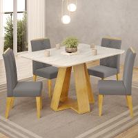 Mesa Jantar Kiara E 4 Cadeiras Yasmin Cedro Veludo Lunar Dj Moveis - 2