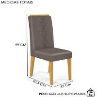 Mesa Jantar Kiara E 4 Cadeiras Yasmin Cedro Veludo Lunar Dj Moveis - 3