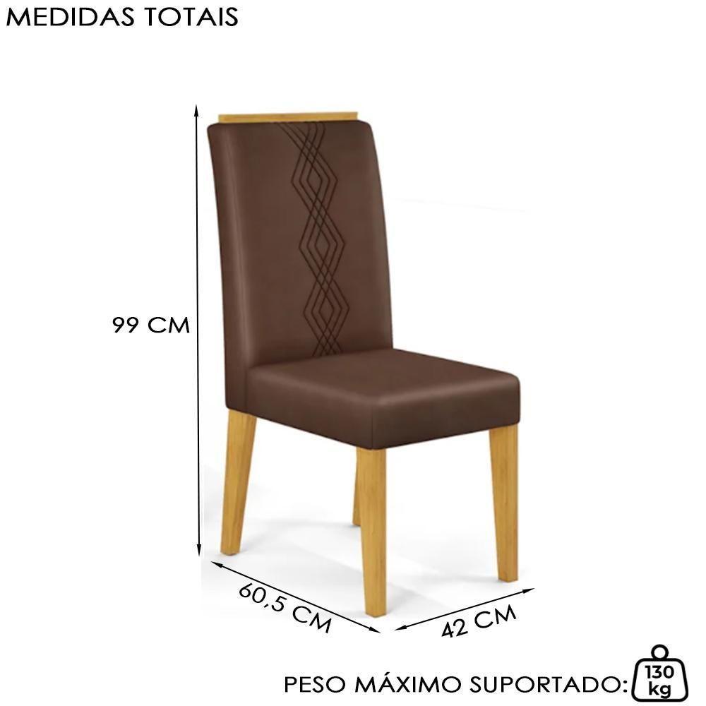 Mesa Jantar Kiara E 4 Cadeiras Yasmin Cedro Veludo Moca Dj Moveis - 3