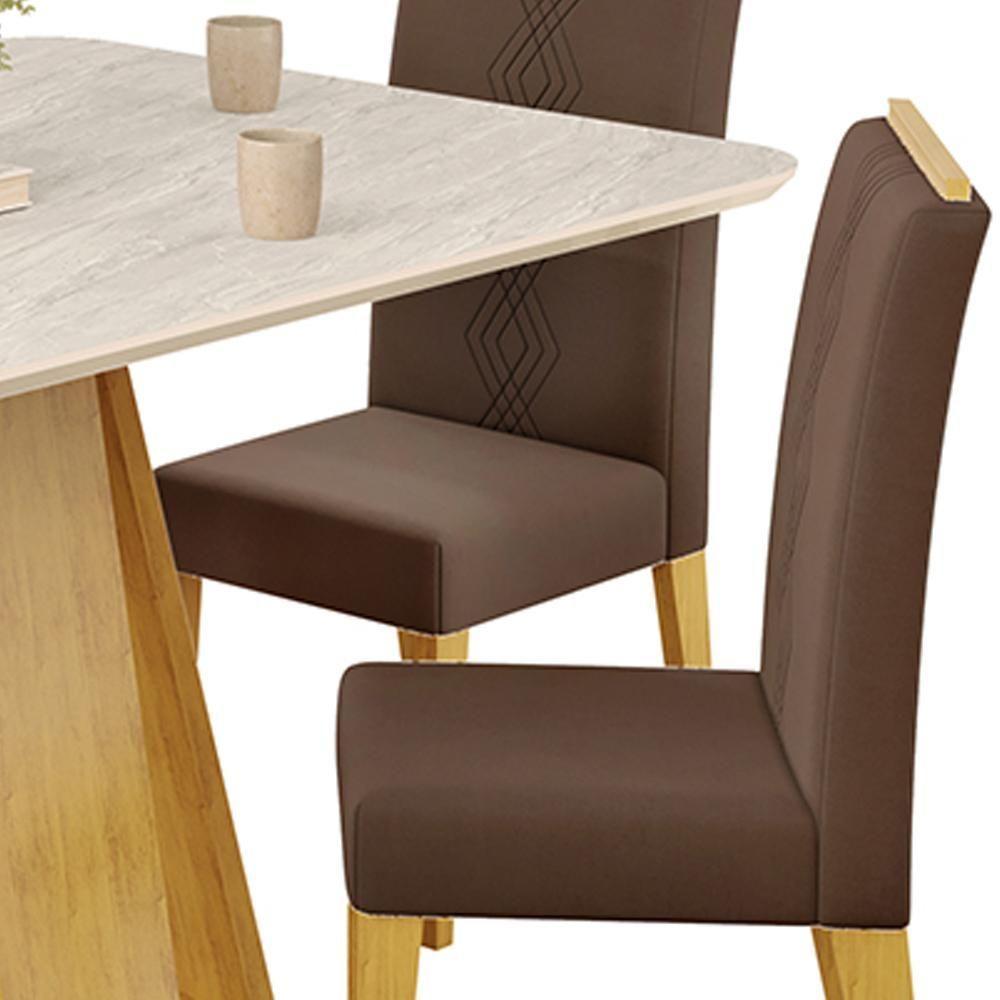 Mesa Jantar Kiara E 4 Cadeiras Yasmin Cedro Veludo Moca Dj Moveis - 6