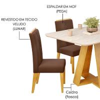 Mesa Jantar Kiara E 4 Cadeiras Yasmin Cedro Veludo Moca Dj Moveis - 5