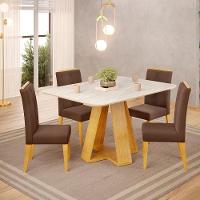 Mesa Jantar Kiara E 4 Cadeiras Yasmin Cedro Veludo Moca Dj Moveis - 7