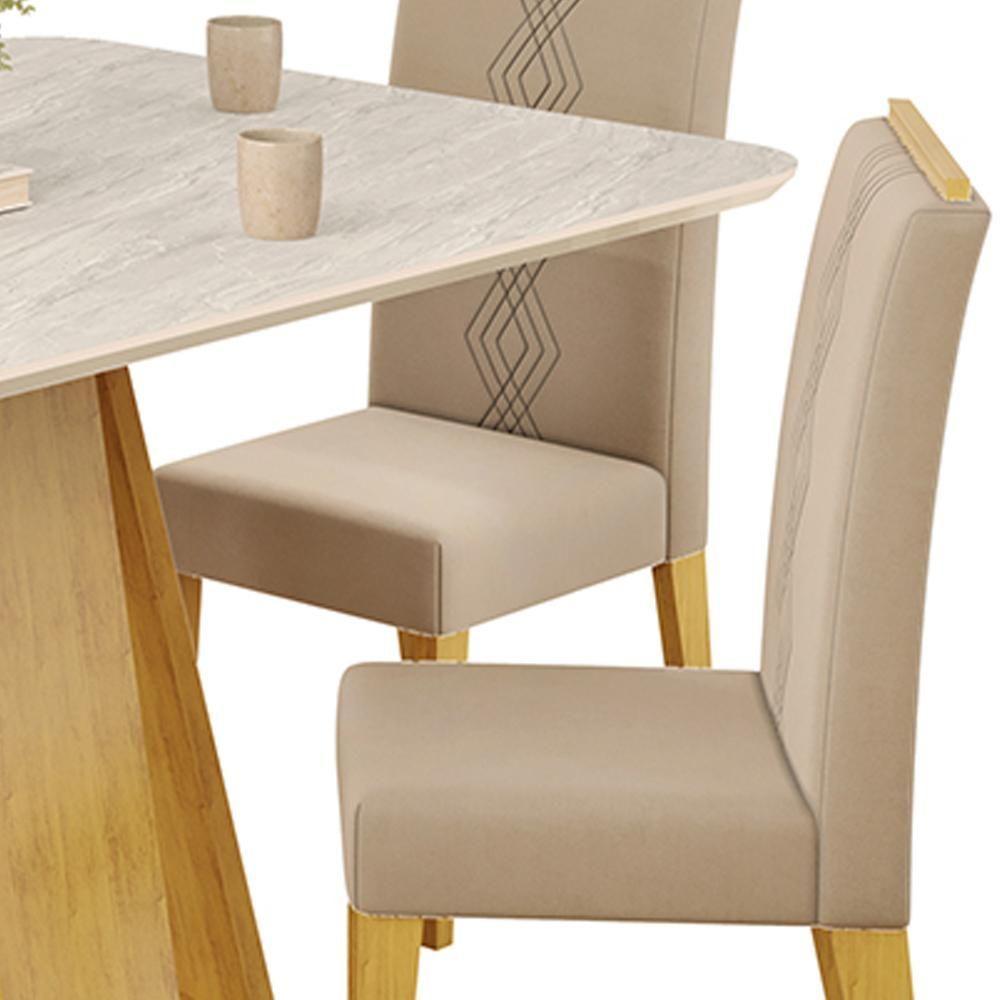 Mesa Jantar Kiara E 4 Cadeiras Yasmin Cedro Veludo Kraft Dj Moveis - 6