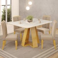 Mesa Jantar Kiara E 4 Cadeiras Yasmin Cedro Veludo Kraft Dj Moveis - 2