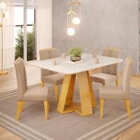 Mesa Jantar Kiara E 4 Cadeiras Yasmin Cedro Veludo Kraft Dj Moveis - 7