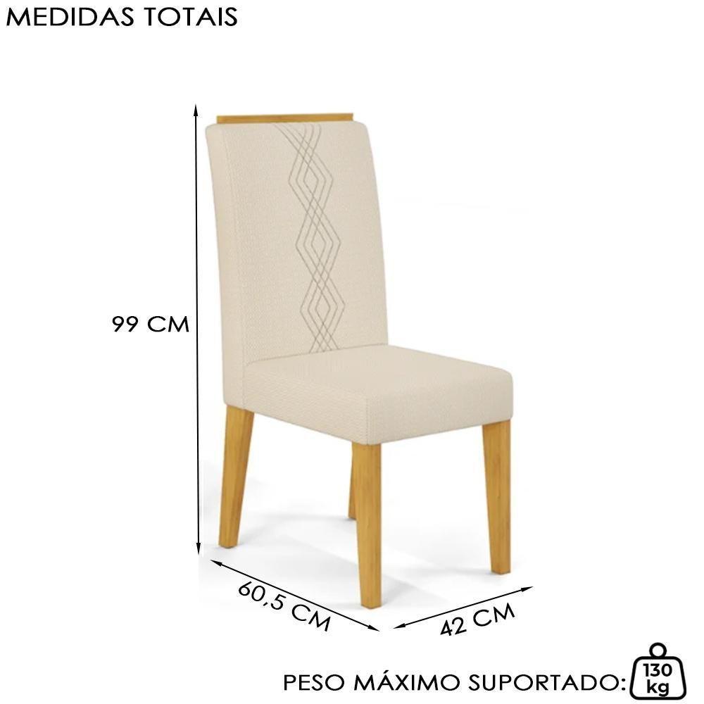 Mesa Jantar Kiara E 4 Cadeiras Yasmin Cedro Linho Neve Dj Moveis - 3
