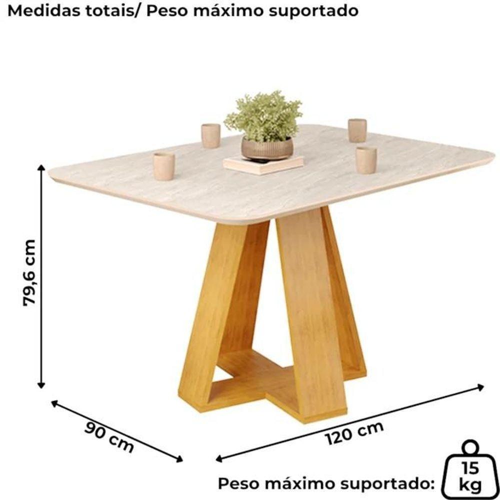 Mesa Jantar Kiara E 4 Cadeiras Yasmin Cedro Linho Neve Dj Moveis - 4