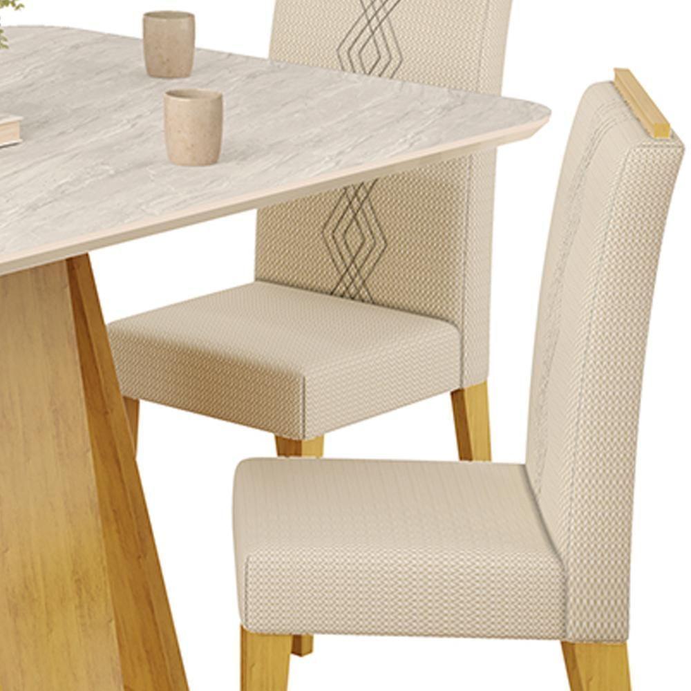 Mesa Jantar Kiara E 4 Cadeiras Yasmin Cedro Linho Neve Dj Moveis - 6