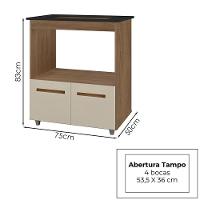 Balcão Para Cooktop 4 Bocas 2 Portas 75 Cm Elisa Savana Off White Mobbs Savana Off White - 3