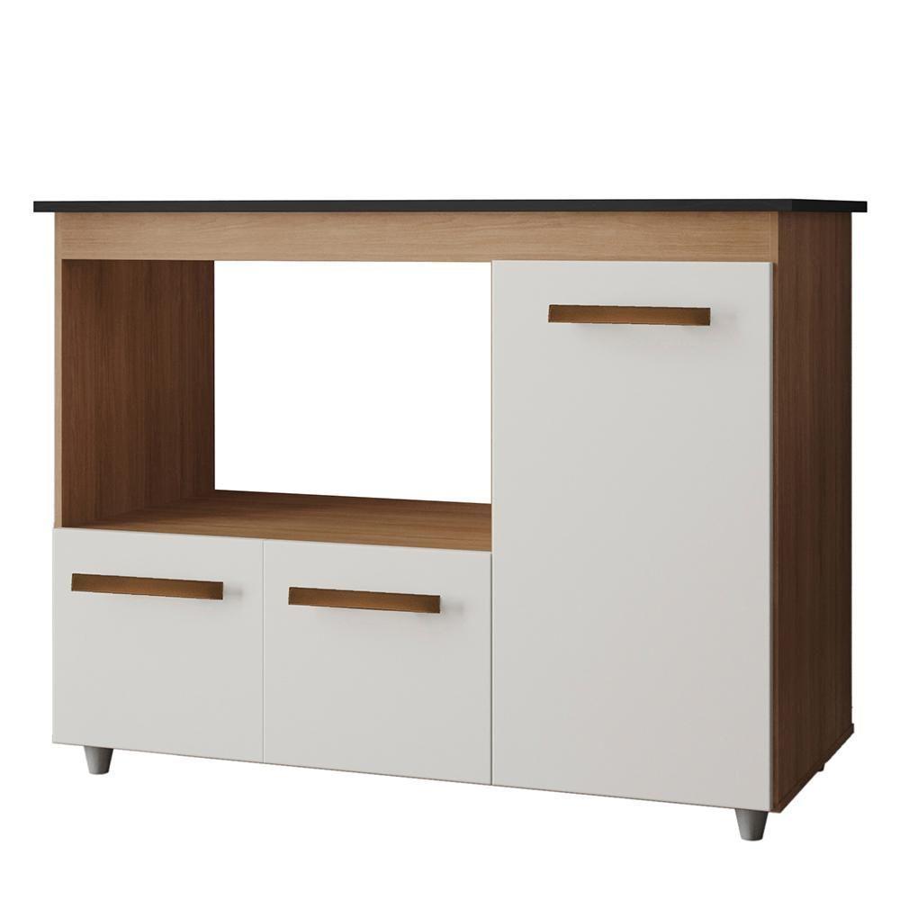 Balcão Para Cooktop 5 Bocas 3 Portas 114 Cm Ana Savana Off White Mobbs Savana Off White - 1