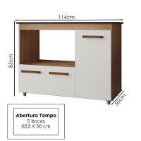 Balcão Para Cooktop 5 Bocas 3 Portas 114 Cm Ana Savana Off White Mobbs Savana Off White - 6