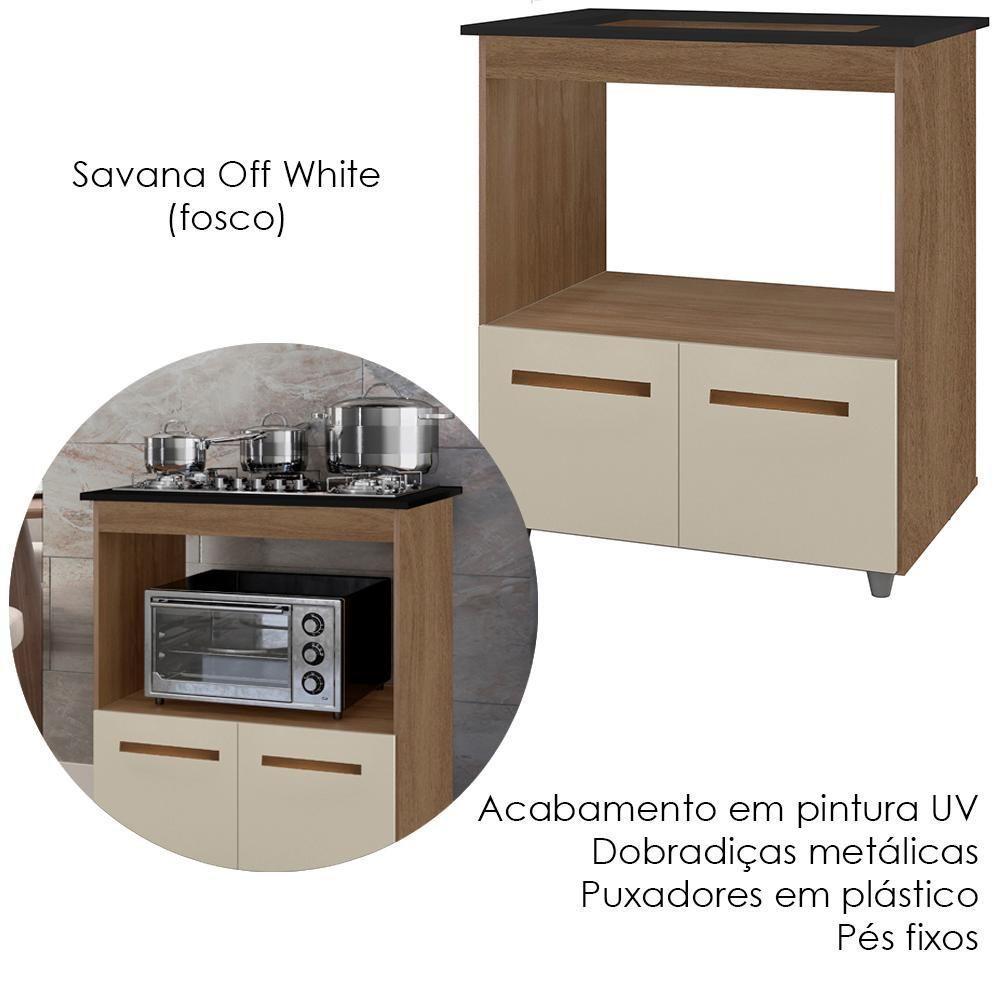 Balcão Para Cooktop 5 Bocas 2 Portas 75 Cm Elisa Savana Off White Mobbs Savana Off White - 4
