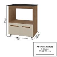 Balcão Para Cooktop 5 Bocas 2 Portas 75 Cm Elisa Savana Off White Mobbs Savana Off White - 3