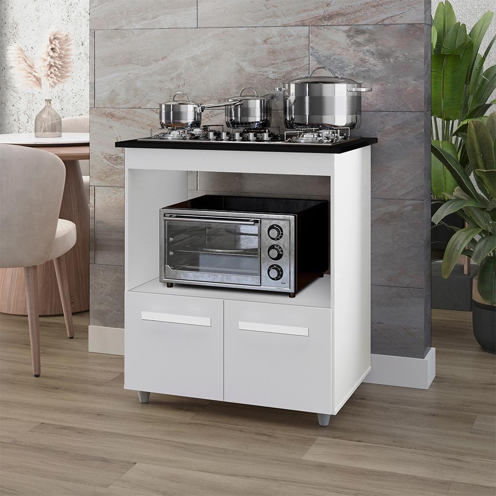 Balcão Para Cooktop 5 Bocas 2 Portas 75 Cm Elisa Branco Mobbs Branco - 3