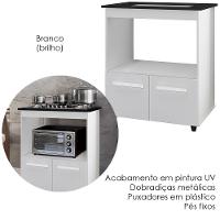 Balcão Para Cooktop 5 Bocas 2 Portas 75 Cm Elisa Branco Mobbs Branco - 6