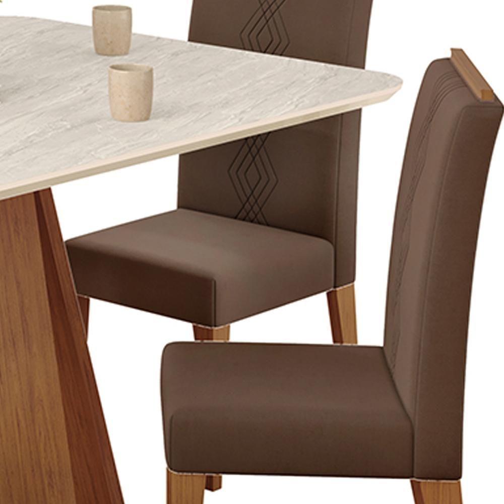 Mesa Jantar Kiara E 4 Cadeiras Yasmin Freijo Veludo Moca Dj Moveis - 6