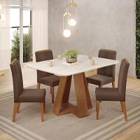 Mesa Jantar Kiara E 4 Cadeiras Yasmin Freijo Veludo Moca Dj Moveis - 7