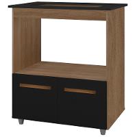 Balcão Para Cooktop 5 Bocas 2 Portas 75 Cm Elisa Savana Preto Mobbs Savana Preto - 1