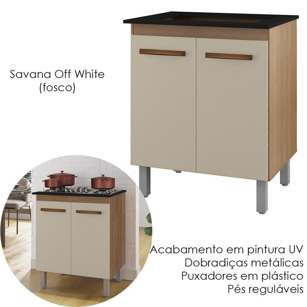 Balcão Para Cooktop 5 Bocas 2 Portas 75 Cm Jade Savana Off White Mobbs Savana Off White - 4