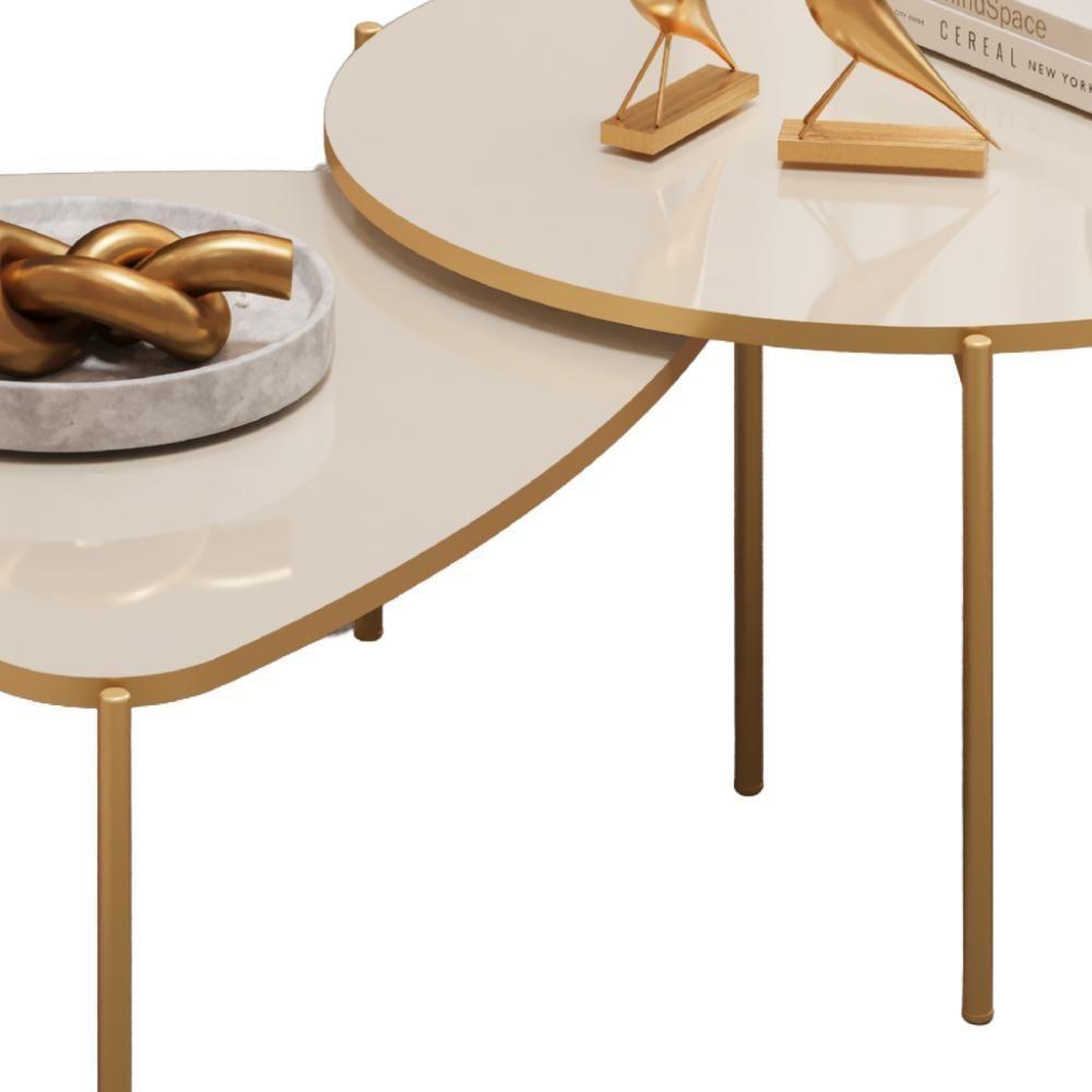 Kit 2 Mesas Centro Lina Cleia Pés Metal Off White Dj Moveis - 4