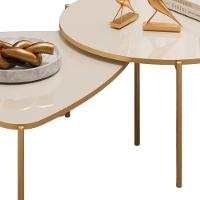 Kit 2 Mesas Centro Lina Cleia Pés Metal Off White Dj Moveis