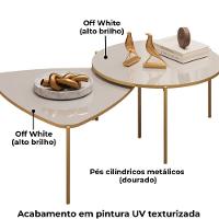 Kit 2 Mesas Centro Lina Cleia Pés Metal Off White Dj Moveis - 5