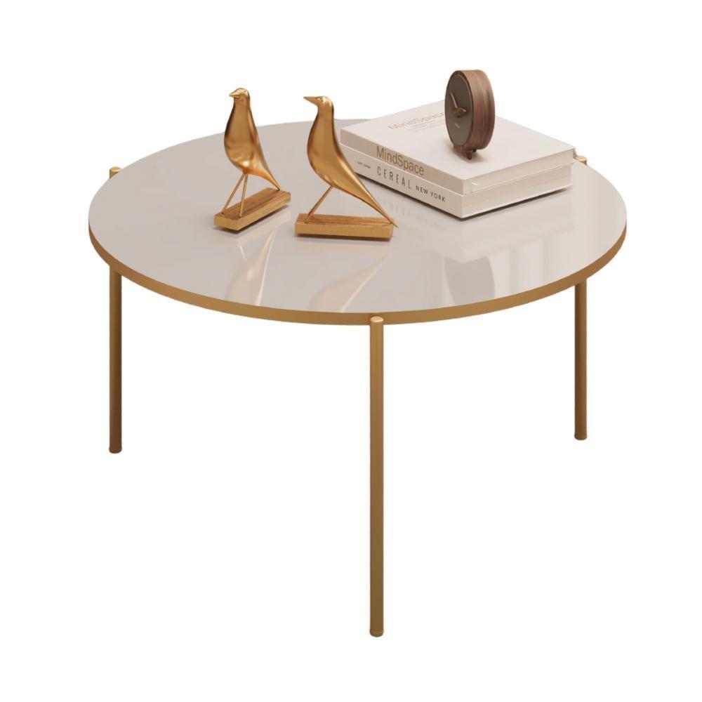 Mesa De Centro Redonda 69 Cm Cleia Bali Dourado Dj Moveis - 1