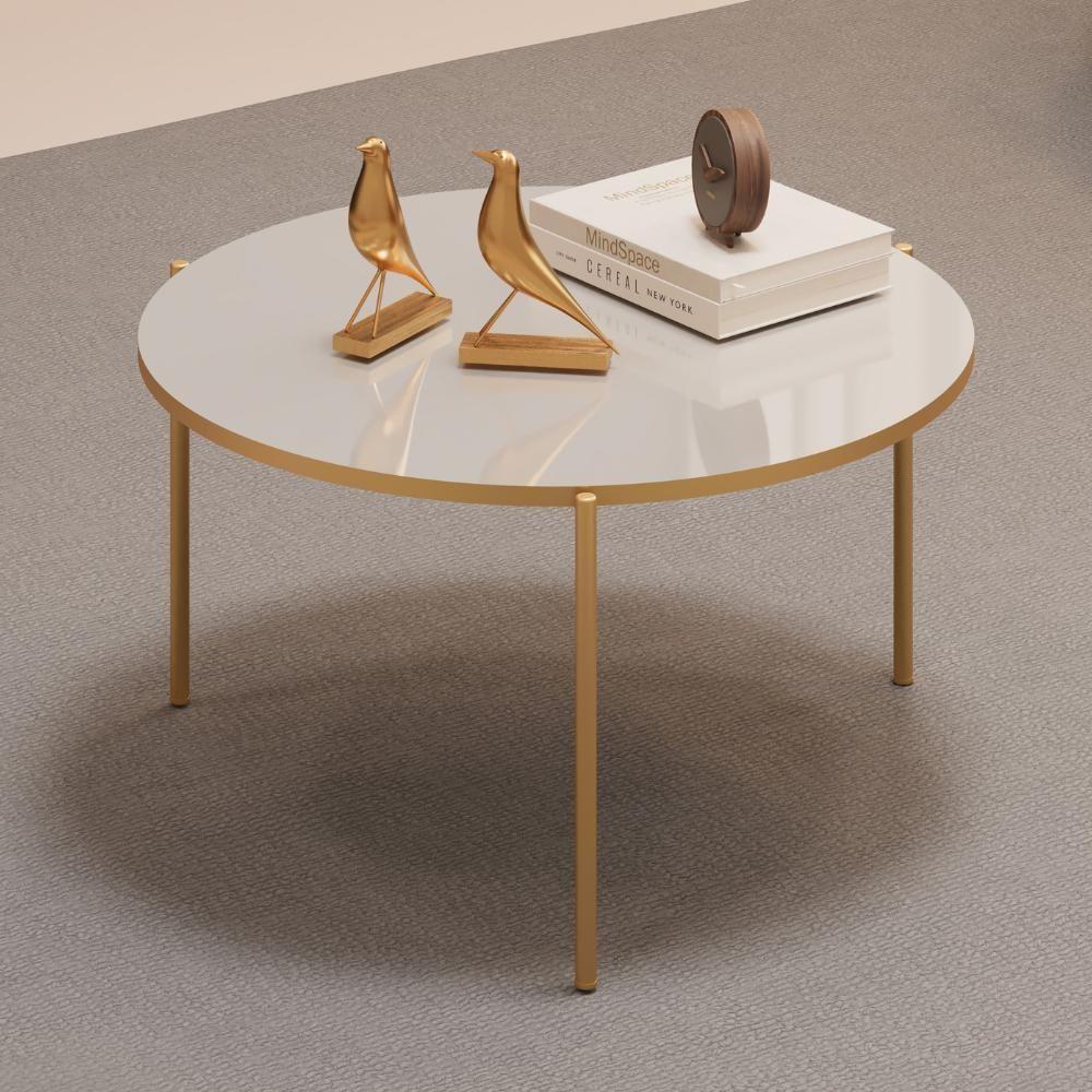 Mesa De Centro Redonda 69 Cm Cleia Bali Dourado Dj Moveis - 2