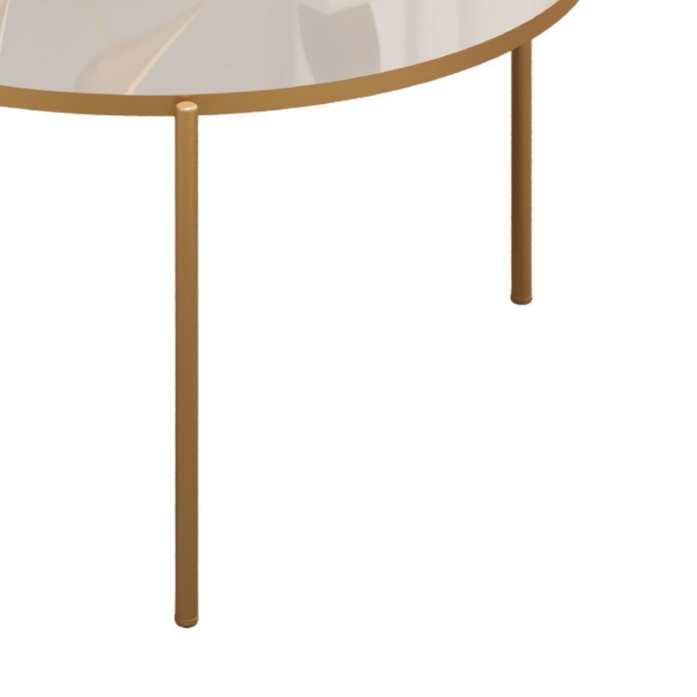 Mesa De Centro Redonda 69 Cm Cleia Bali Dourado Dj Moveis - 4