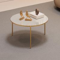 Mesa De Centro Redonda 69 Cm Cleia Bali Dourado Dj Moveis - 6