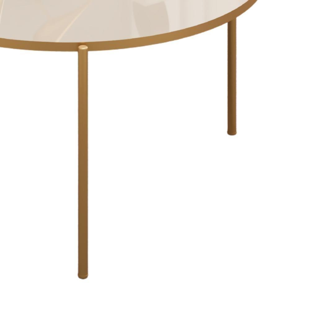Mesa De Centro Redonda 69 Cm Cleia Off White Dourado Dj Moveis - 4