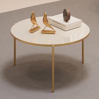 Mesa De Centro Redonda 69 Cm Cleia Off White Dourado Dj Moveis - 2