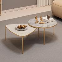 Kit 2 Mesas Centro Lina Cleia Pés Metal Off White Quartzo Dj Moveis - 3