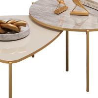 Kit 2 Mesas Centro Lina Cleia Pés Metal Off White Quartzo Dj Moveis - 6