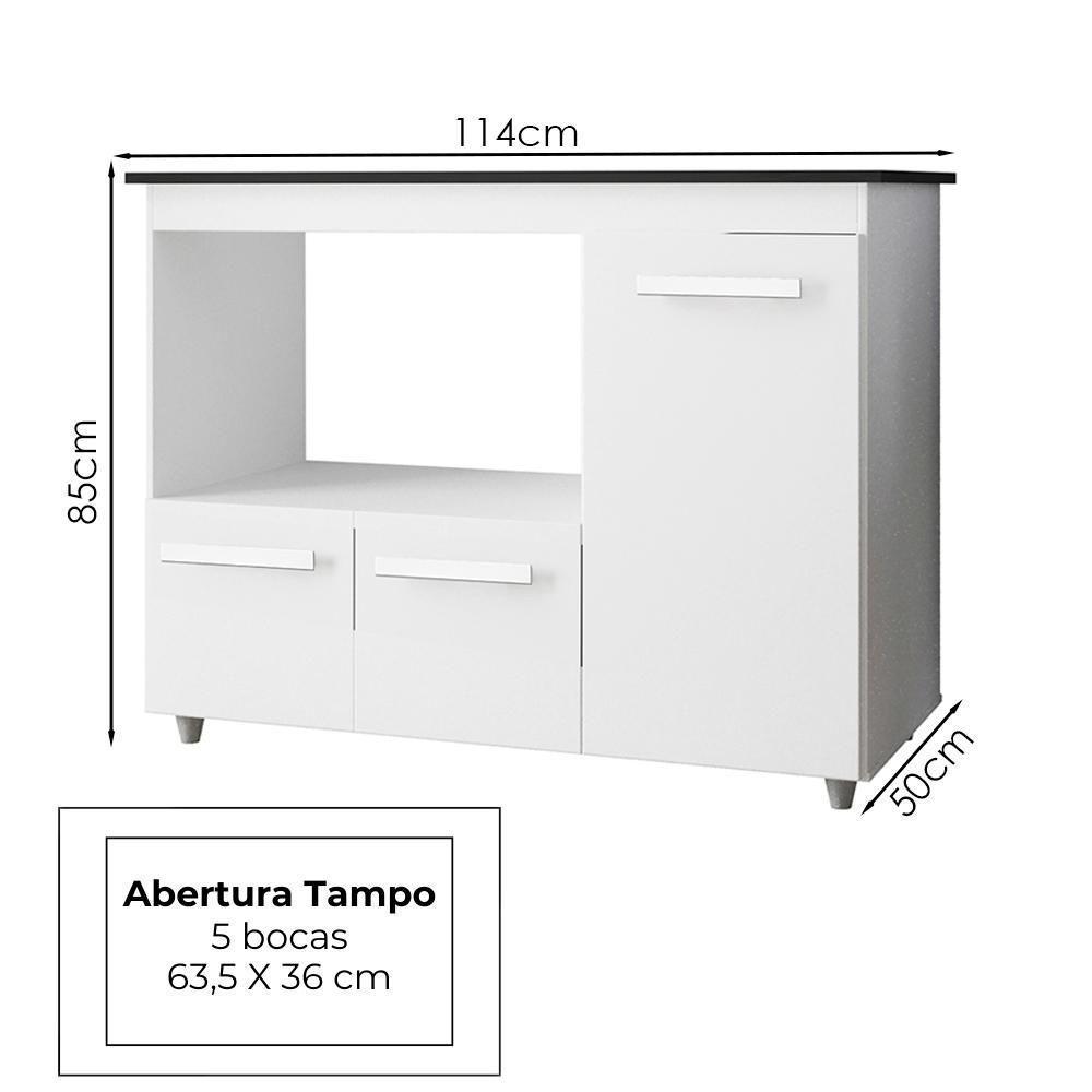 Balcão Para Cooktop 5 Bocas 114cm 9475 Branco Mobbs Branco - 3