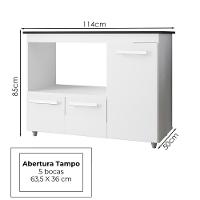 Balcão Para Cooktop 5 Bocas 114cm 9475 Branco Mobbs Branco - 3