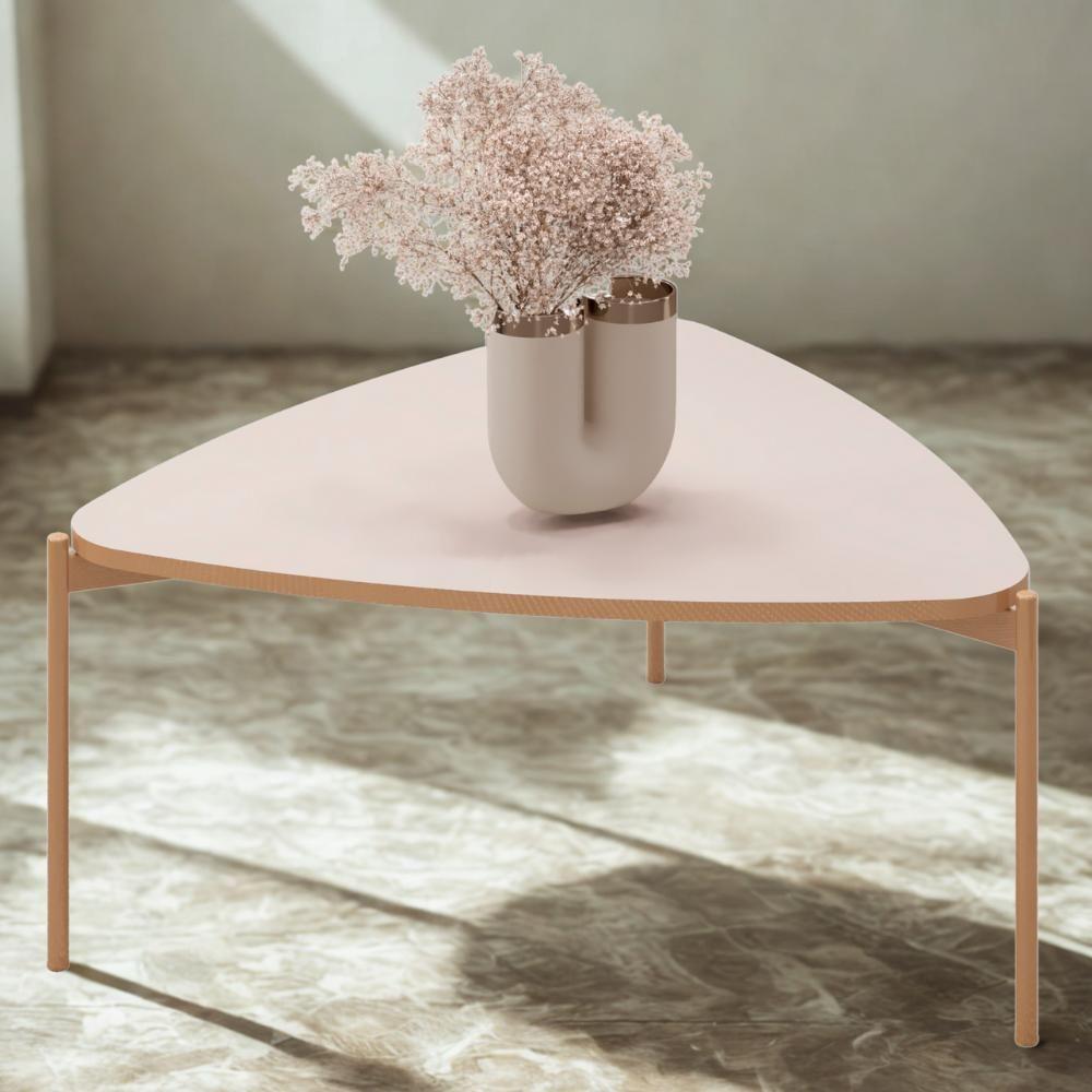 Mesa De Centro Lina 77 Cm Pes Metal Off White Dourado Dj Moveis - 2