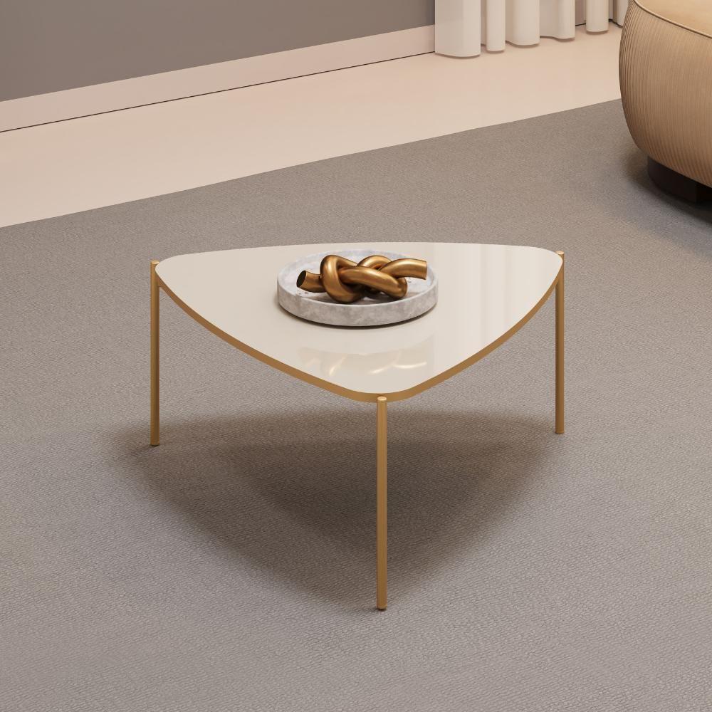 Mesa De Centro Lina 77 Cm Pes Metal Off White Dourado Dj Moveis - 6