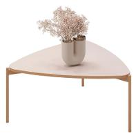 Mesa De Centro Lina 77 Cm Pes Metal Off White Dourado Dj Moveis - 1