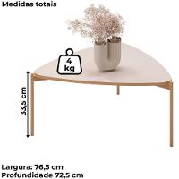 Mesa De Centro Lina 77 Cm Pes Metal Off White Dourado Dj Moveis - 3