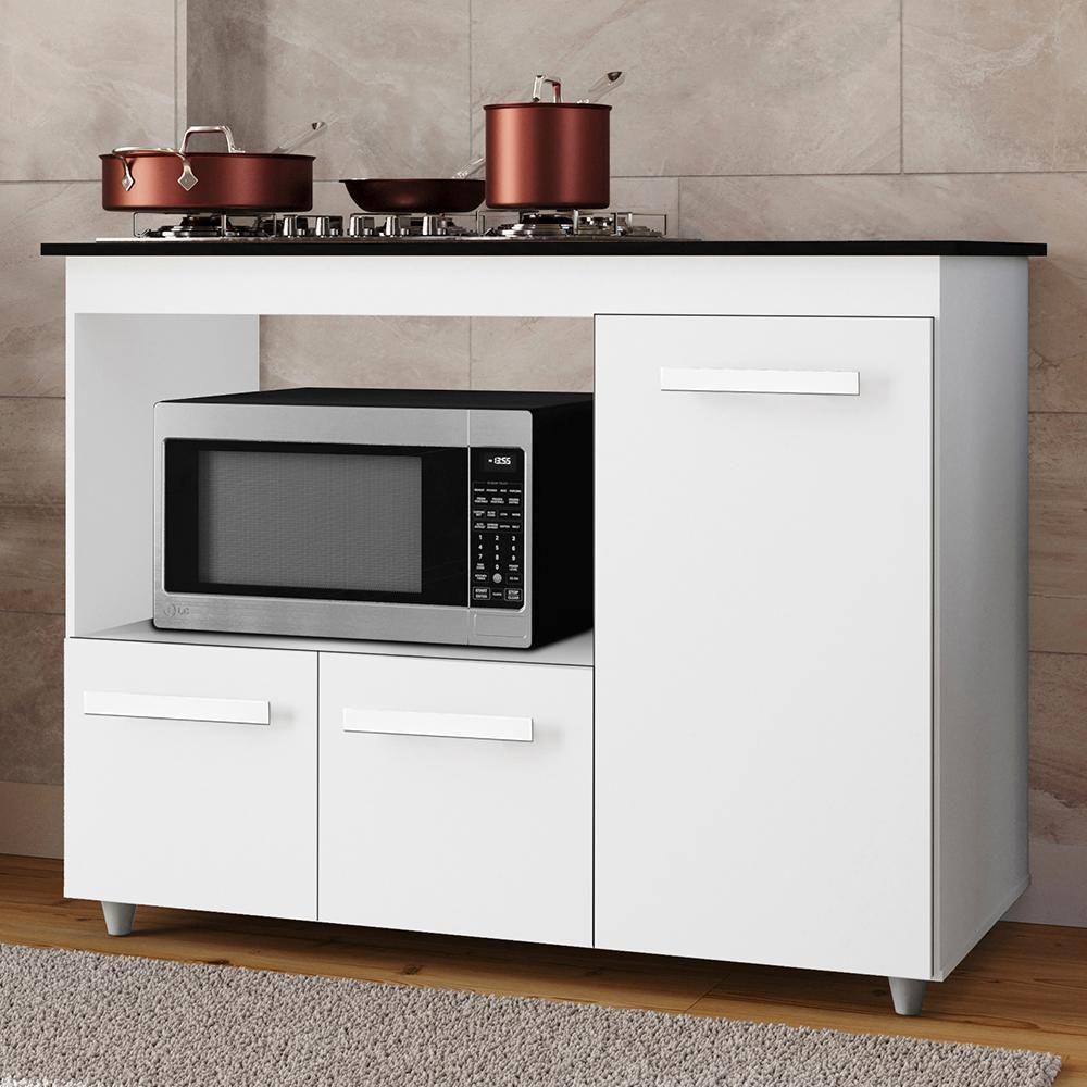 Balcão Para Cooktop 4 Bocas 3 Portas 114 Cm Ana Branco Mobbs Branco - 2