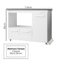 Balcão Para Cooktop 4 Bocas 3 Portas 114 Cm Ana Branco Mobbs Branco - 3