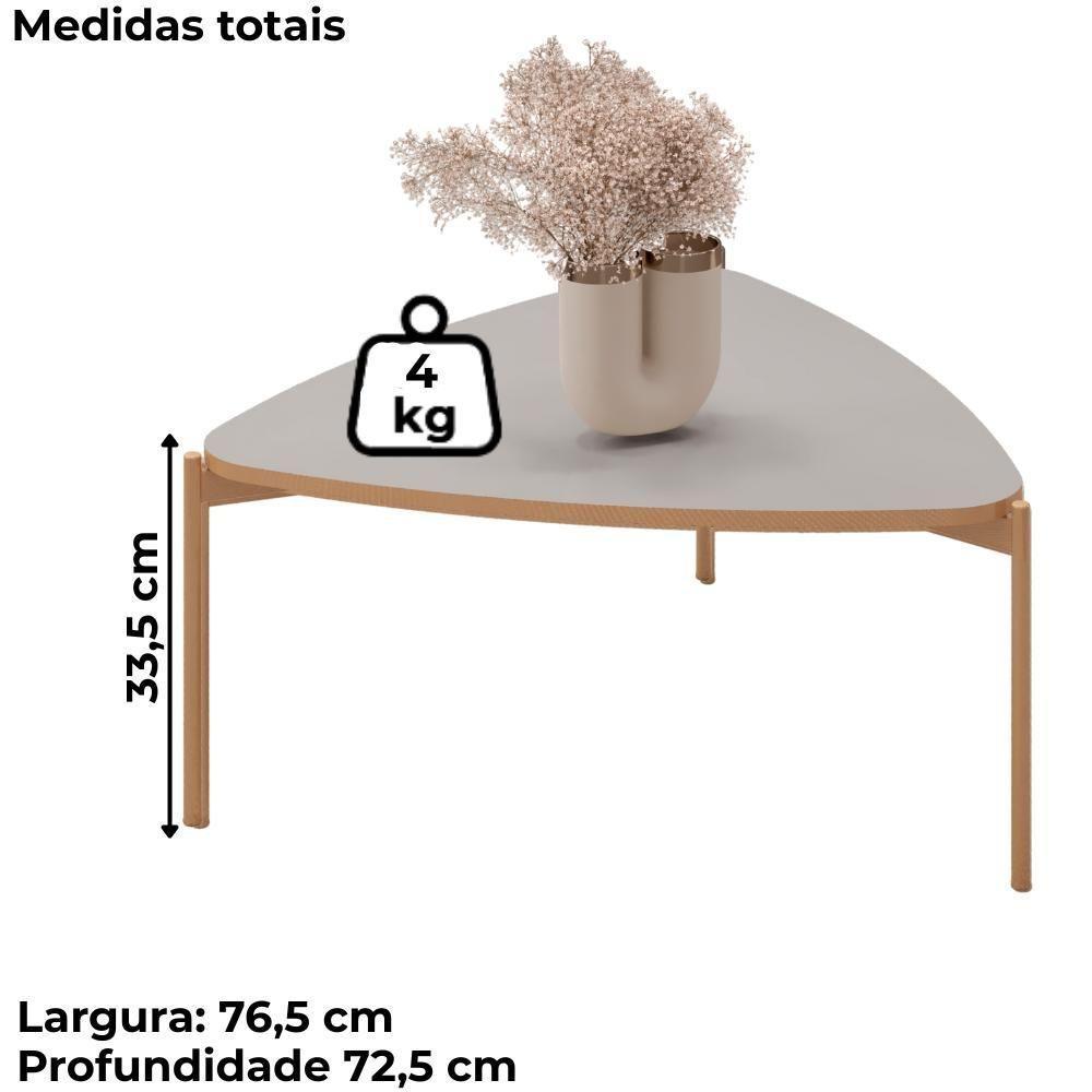 Mesa De Centro Lina 77 Cm Pes Metal Bali Dourado Dj Moveis - 3