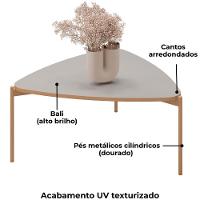 Mesa De Centro Lina 77 Cm Pes Metal Bali Dourado Dj Moveis - 5
