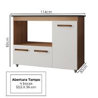 Balcão Para Cooktop 4 Bocas 3 Portas 114 Cm Ana Savana Off White Mobbs Savana Off White - 3